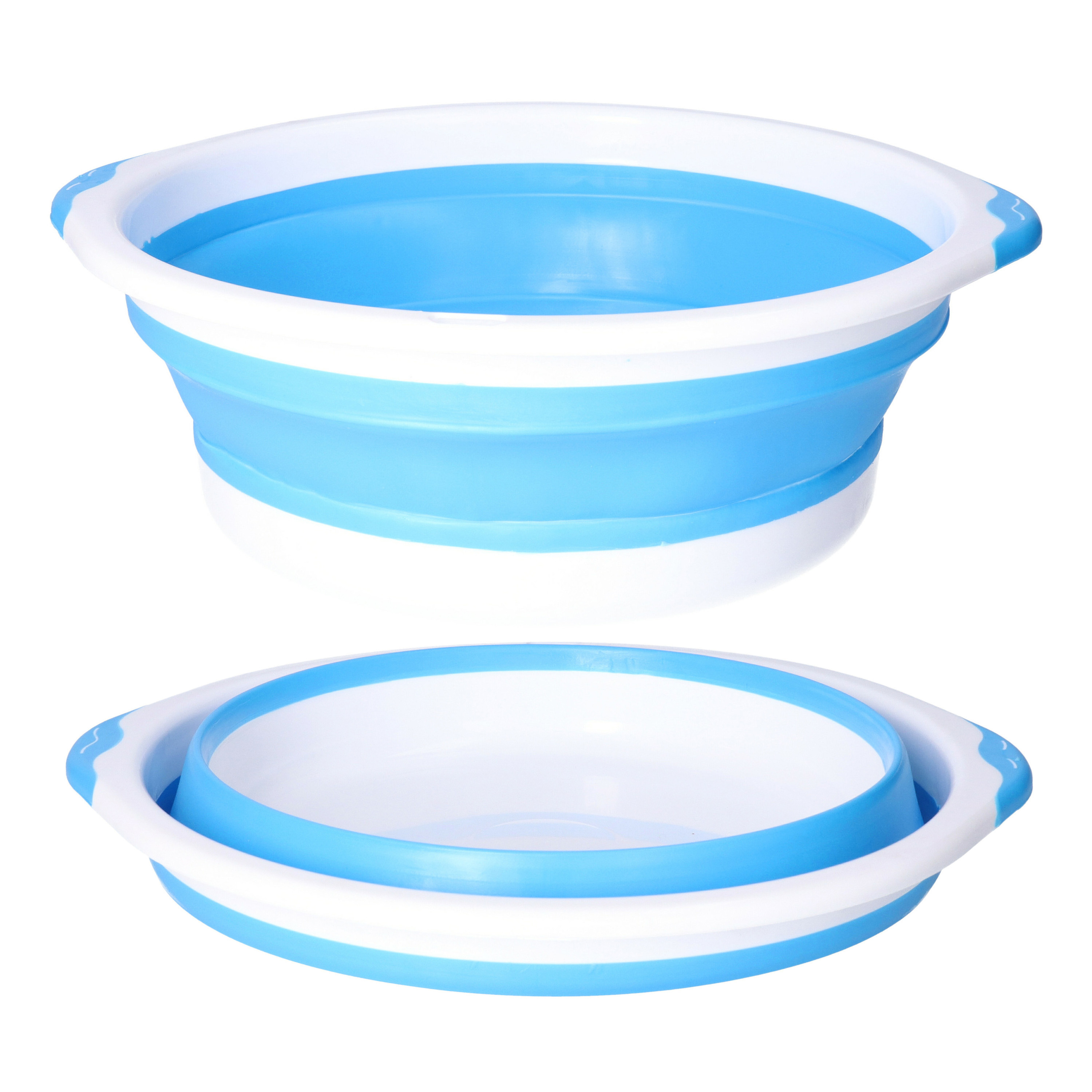 Benson Pakket van 2x stuks  opvouwbaar afwasteiltjes / afwasbakken blauw/wit D30 cm -