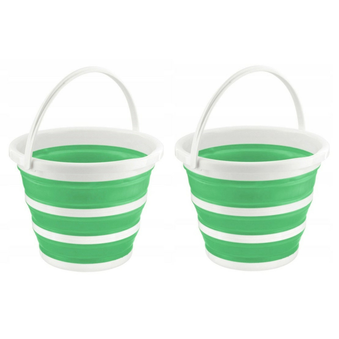 Benson Opvouwbaar emmer - 2x stuks - groen - kunststof - 5L - camping - afwasteil -