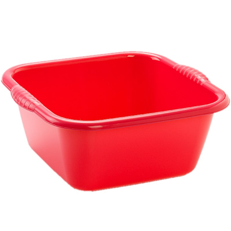 PlasticForte Set van 2x stuks kunststof teiltjes/afwasbakken vierkant 10 liter rood -