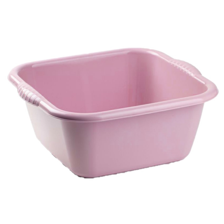 PlasticForte Set van 2x stuks kunststof teiltjes/afwasbakkwn vierkant 10 liter oud roze -