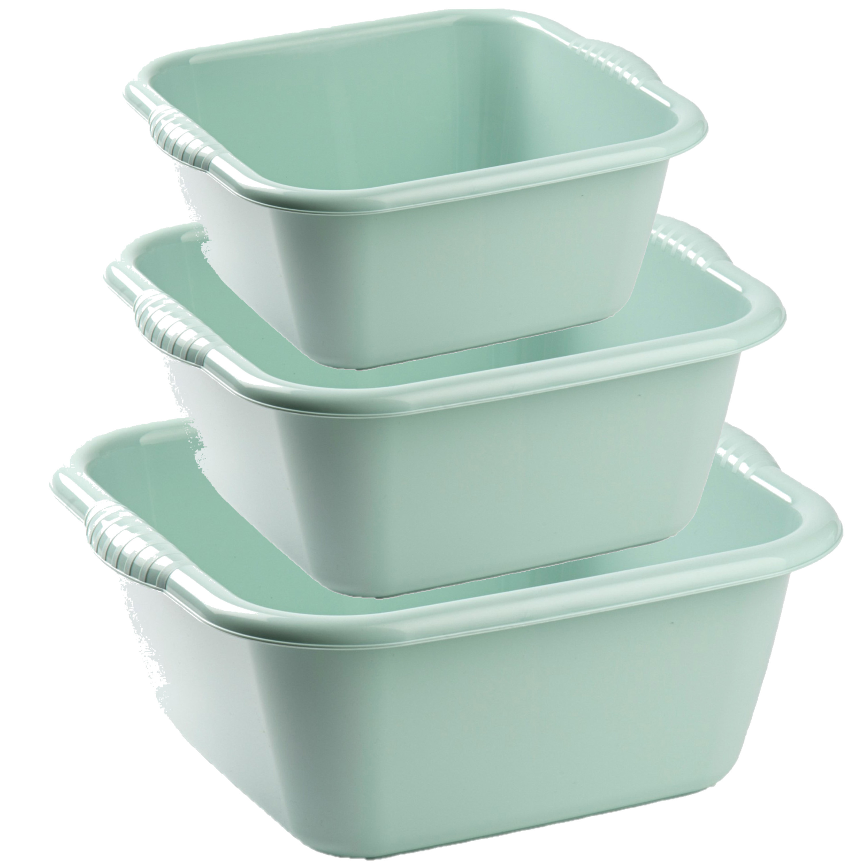 Forte Plastics Voordeelset multi-functionele kunststof teiltjes mintgroen in 3-formaten -