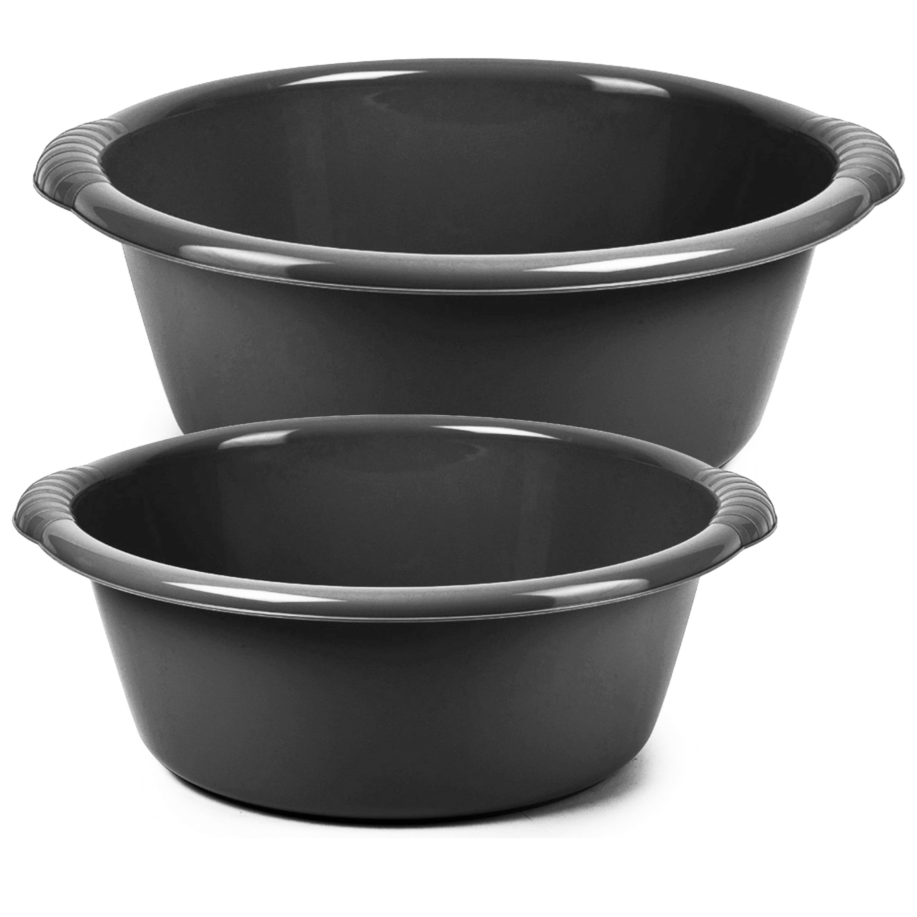 Forte Plastics Afwasbak teil - set van 2 formaten - 15 en 20 liter - antraciet - kunststof -