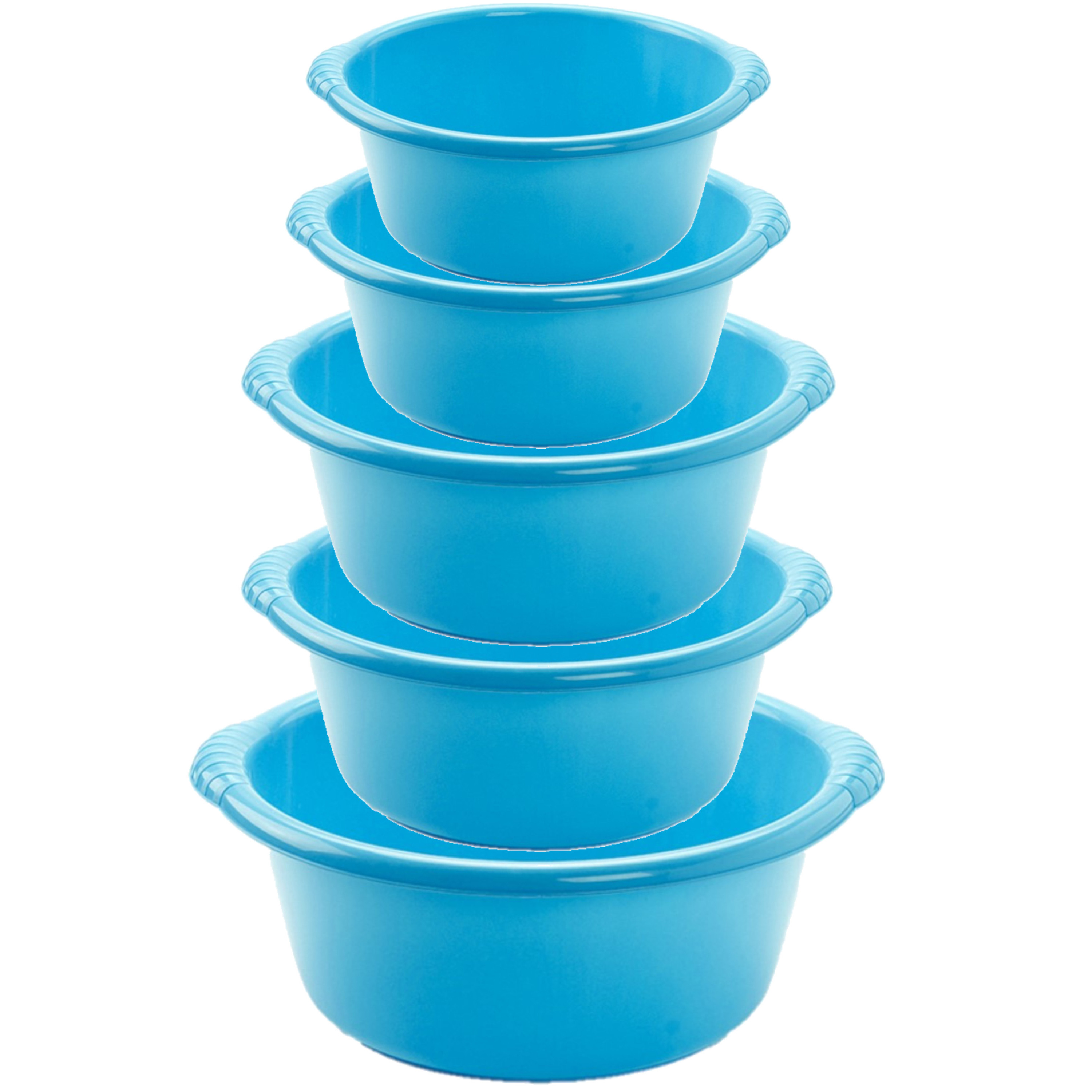 Forte Plastics Voordeelset multi-functionele kunststof teiltjes blauw in 5-formaten -