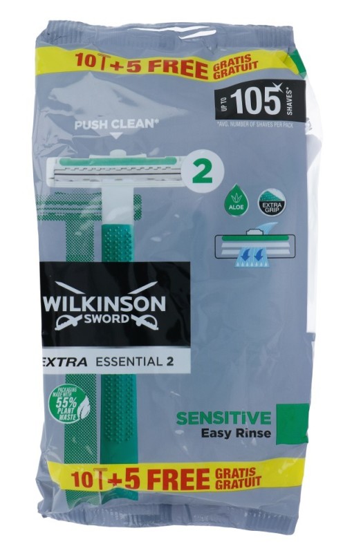 Extra 2 sensitive wegwerpmesjes (10+5 gratis) 15 Stuks