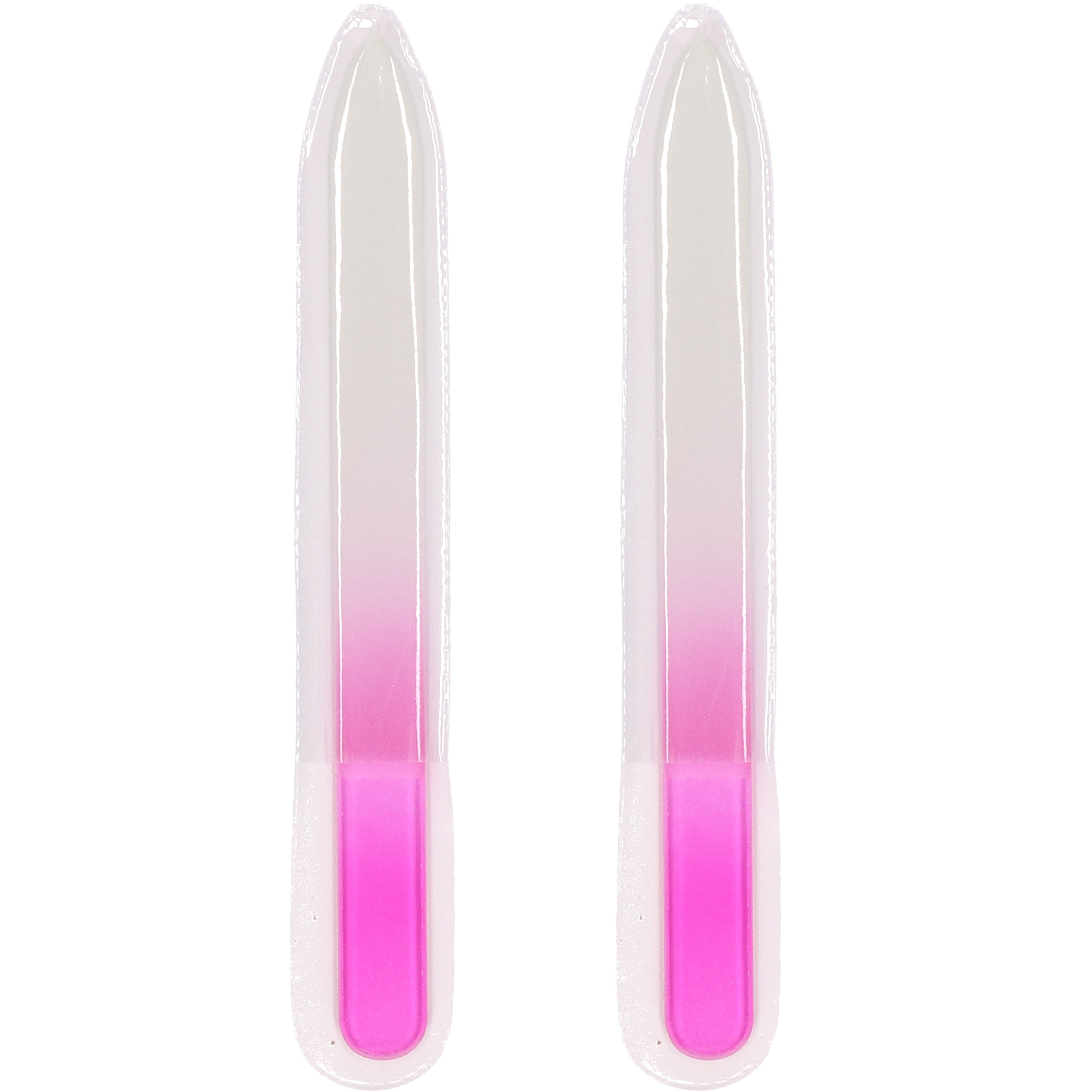Nagelvijlen van glas 2x stuks - roze - 14 cm - in beschermhoesje -
