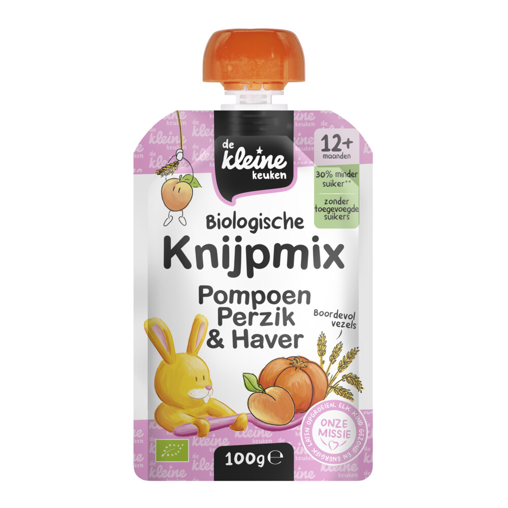 Bio Knijpmix 12+m Pompoen Perzik Haver 100 gr