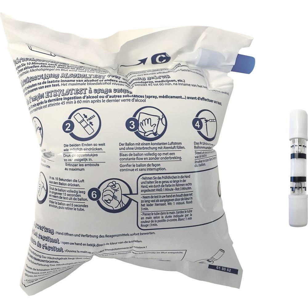 Alcoholtester Wit, Blauw, Geel 0.0 tot 0.5 ‰ Met NFX keurmerk