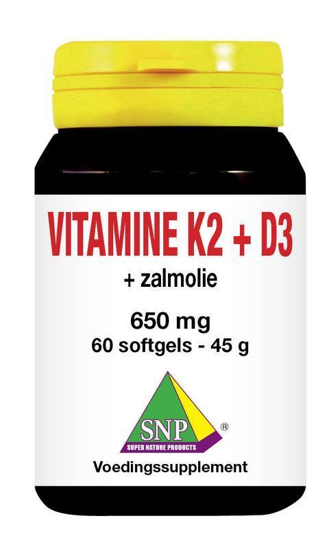 Vitamine k2 + d3 + zalmolie 60 Capsules