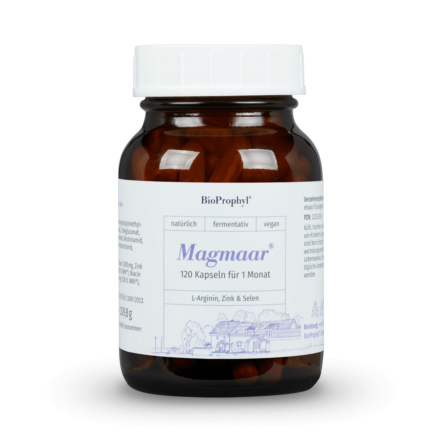 Magma 120 vegetarische capsules met 750 mg L-Arginine Basis en de sporenelementen zink en selenium