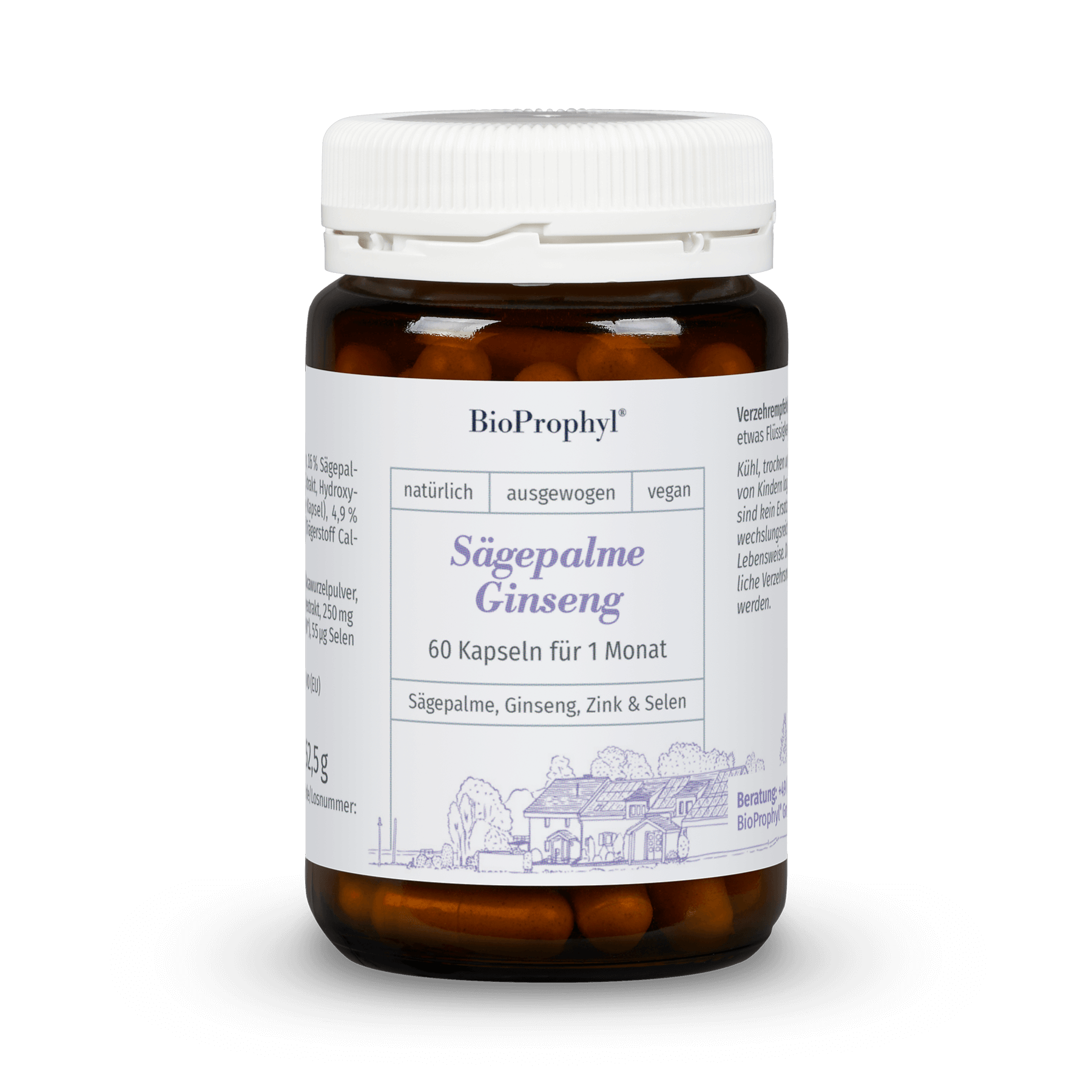 Sägepalme Ginseng 60 plantaardige capsules met zaagpalm, ginseng, L-arginine en maca