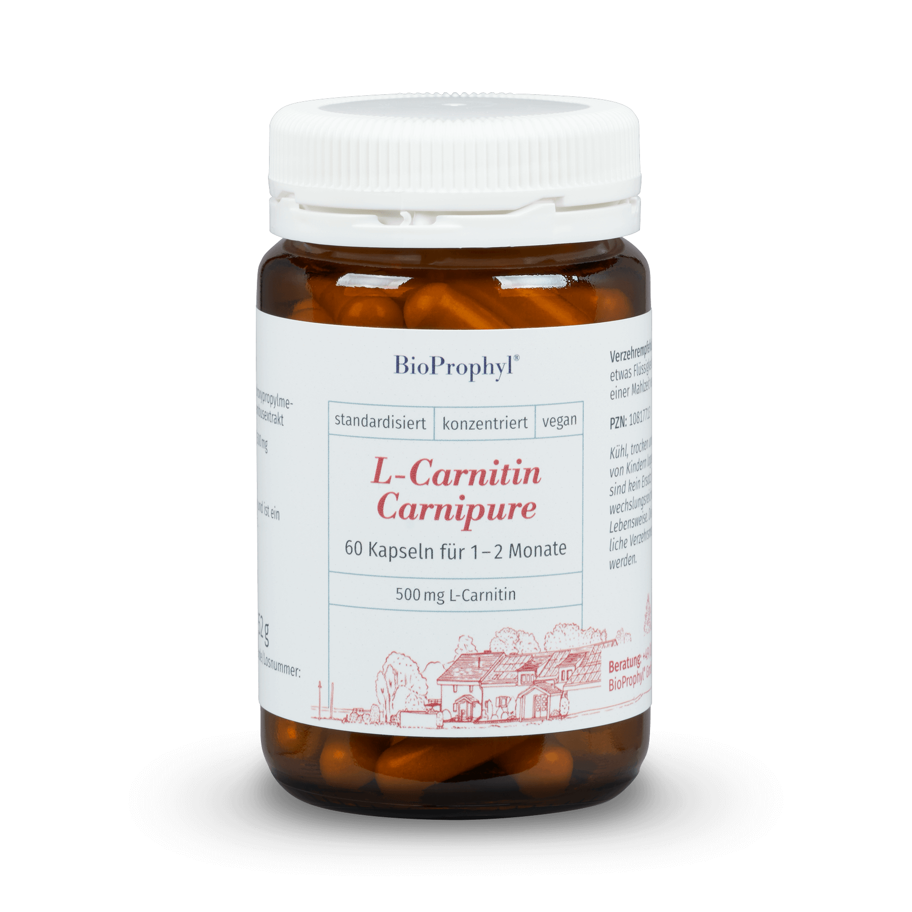 L-Carnitine Carnipure 60 vegetarische capsules van 500 mg L-carnitine per stuk in Carnipure-kwaliteit