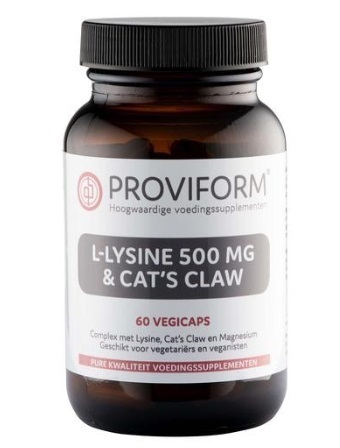 L-lysine 500mg & cat's claw 60 Vegetarische Capsules