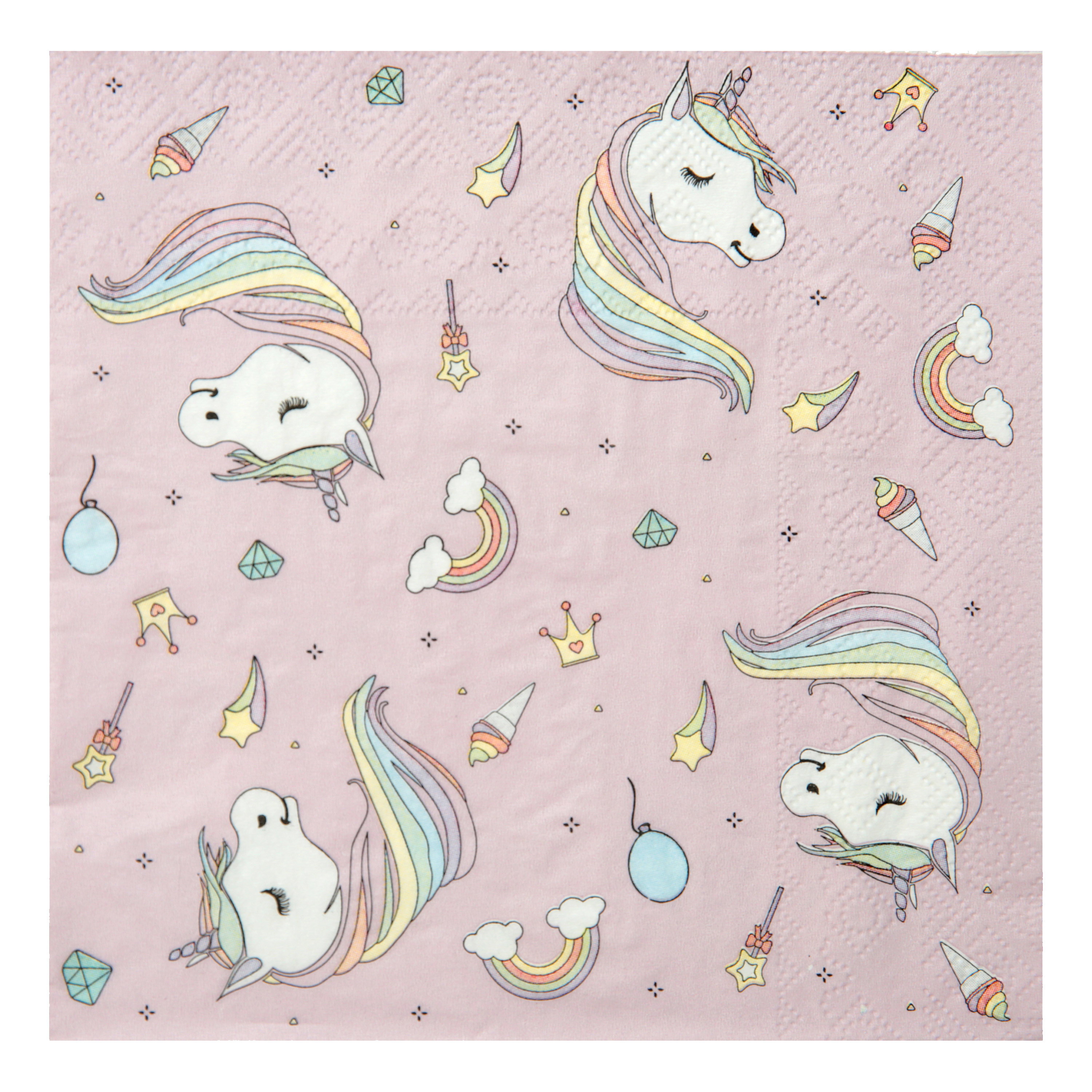 eenhoorn thema feest servetten - 20x stuks - 33 x 33 cm - papier - unicorn themafeest -