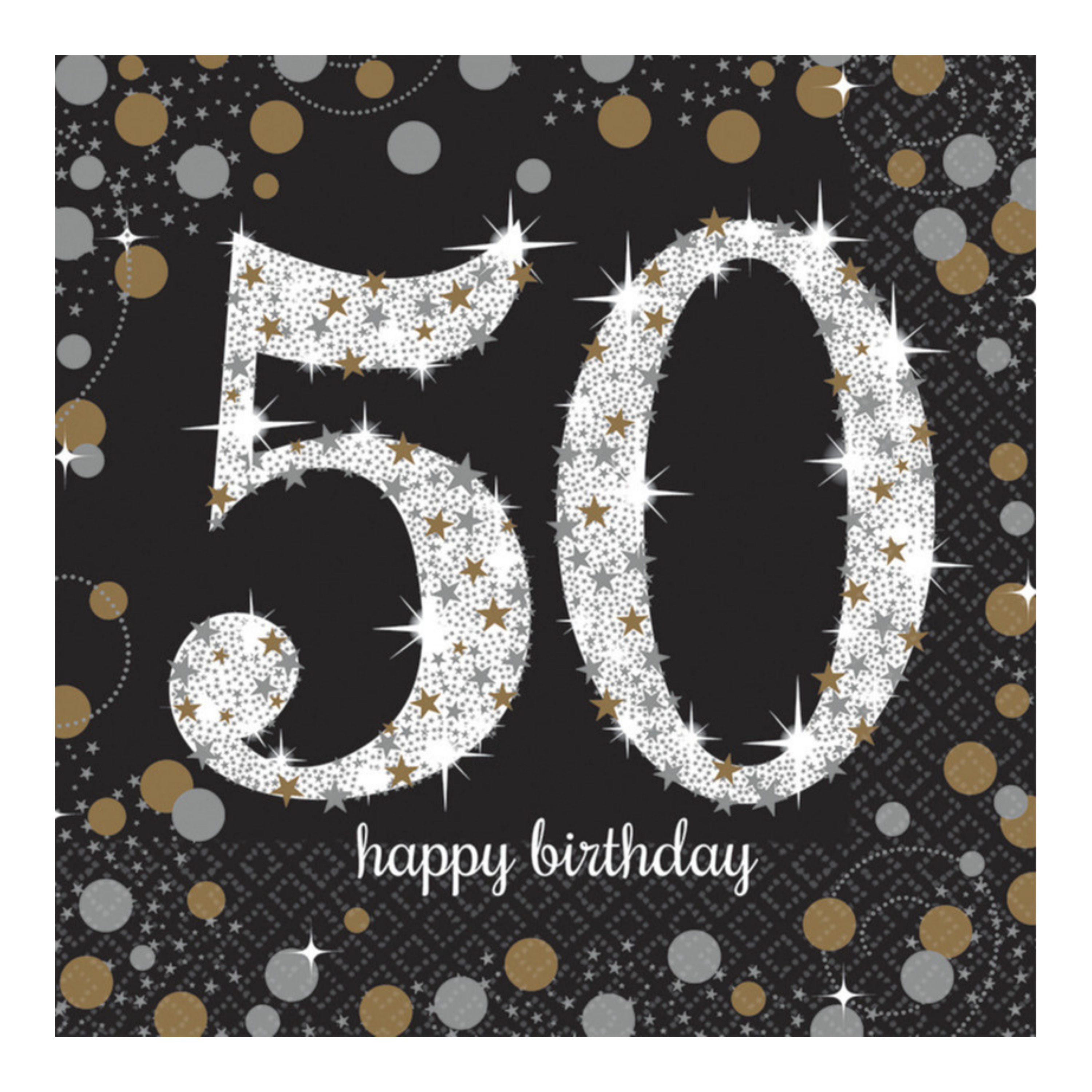 Servetten 50 jaar - 16x stuks - zwart - 33 x 33 cm -