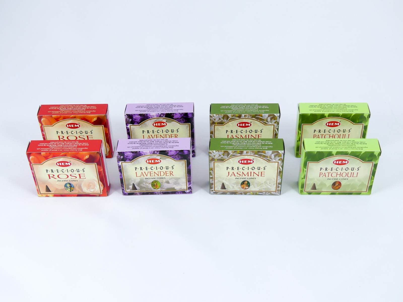 LalaShops HEM Wierook Set - Kegels / Cones - Jasmijn - Patchoeli - Lavendel - Roos / Jasmine - Patchouli - Lavender - Rose - (Precious)