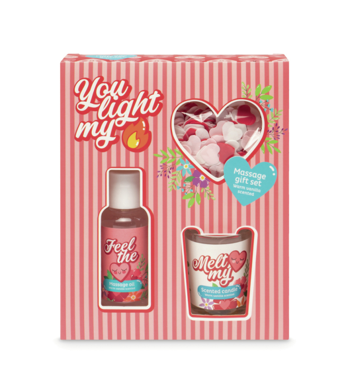 Massage olie met kaars geschenkset 1 Set