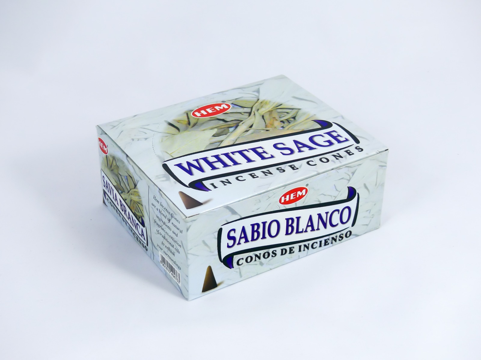 LalaShops HEM Wierook Kegels / Cones - Witte Salie / White Sage - Voordeelbox (12 Pakjes / 120 Kegels)