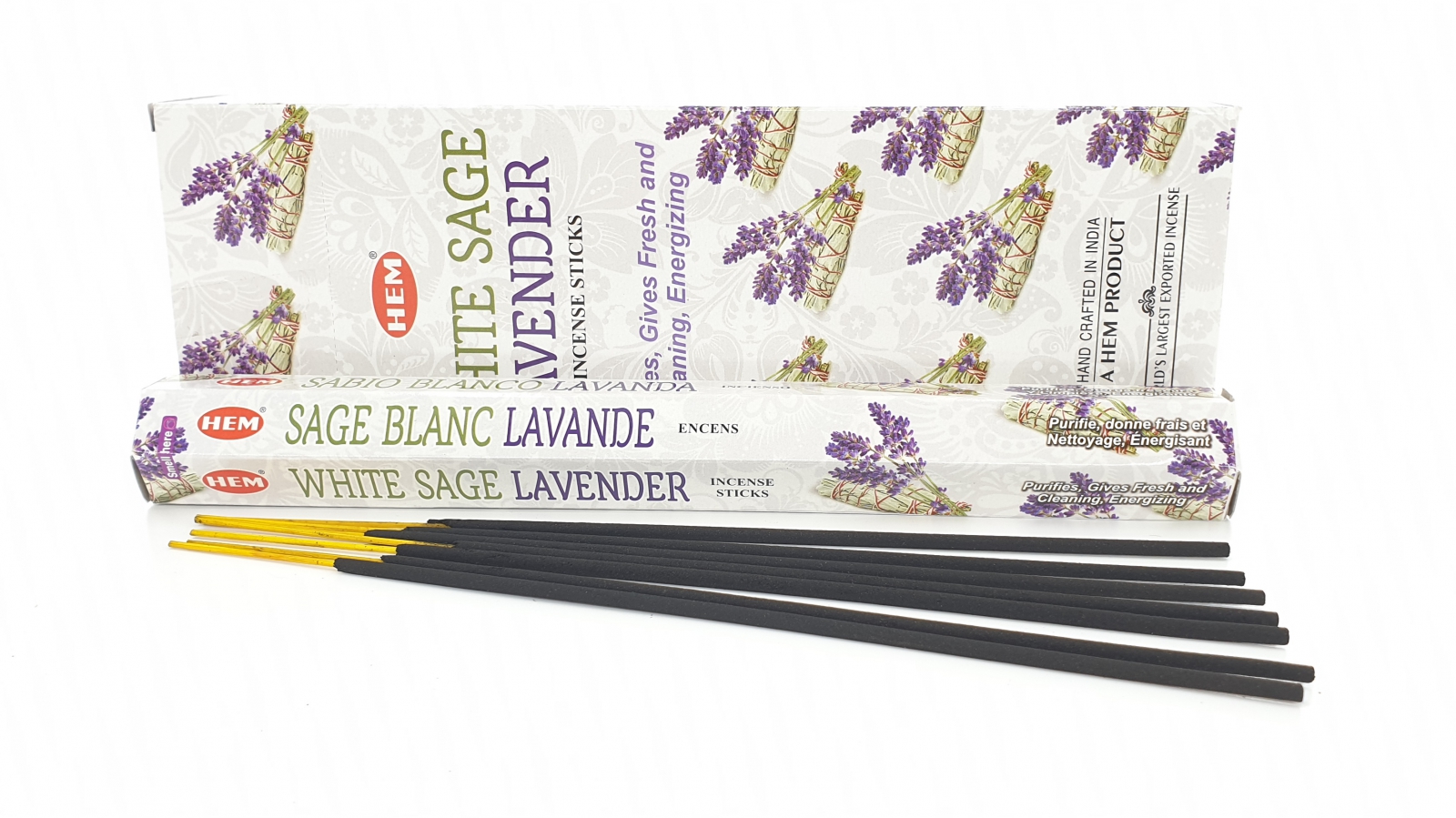 LalaShops HEM Wierook - White Sage Lavender  - Slof / Voordeelbox (6 Pakjes / 120 stokjes)
