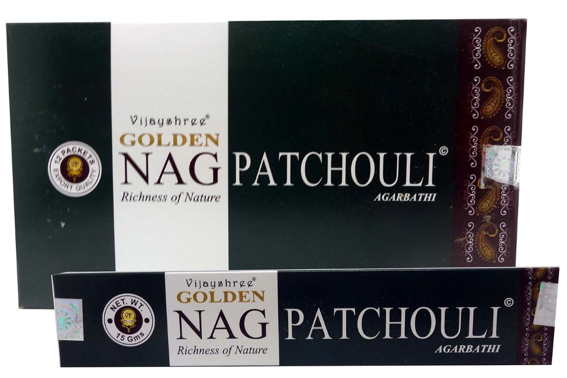 LalaShops Vijayshree Wierook - Golden Nag Patchouli - Agarbathi - Natuurlijke Wierook - (pakje a 15gr)