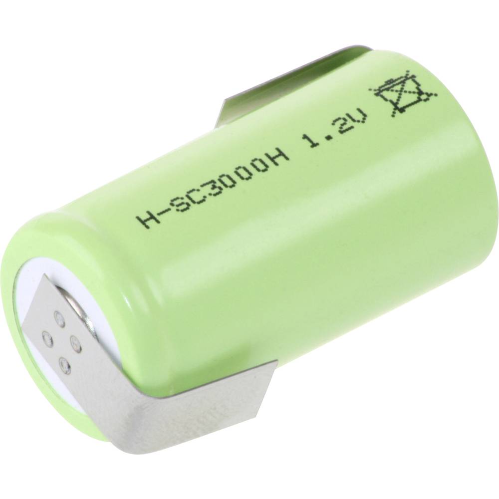 SC3000H Speciale oplaadbare batterij Sub-C Geschikt voor hoge temperaturen, Z-soldeerlip, Flat-top NiMH 1.2 V 3000 mAh