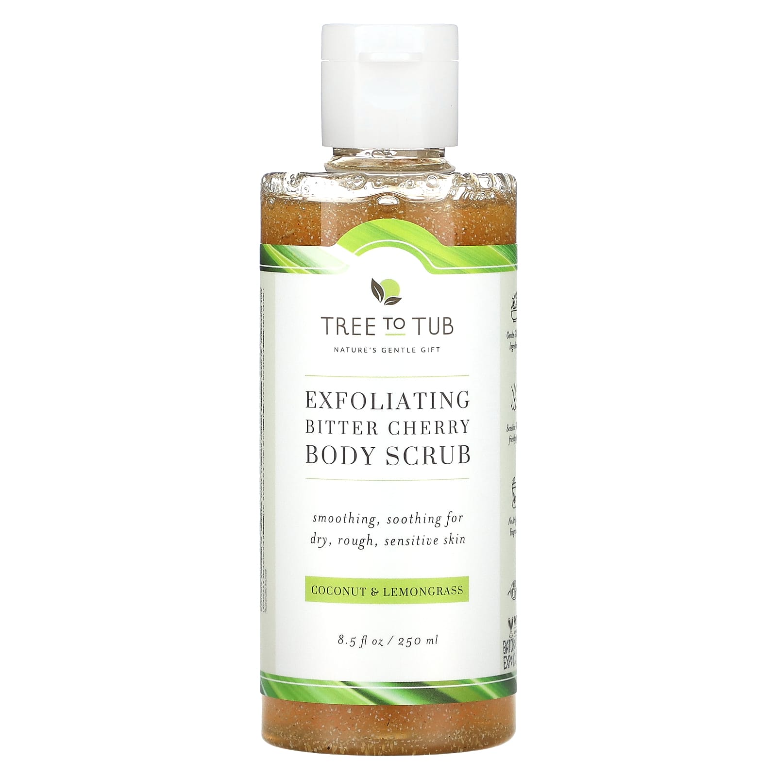 Tree To Tub , Exfoliating Bitter Cherry Body Scrub, Coconut and Lemongrass, 8.5 fl oz (250 ml)
