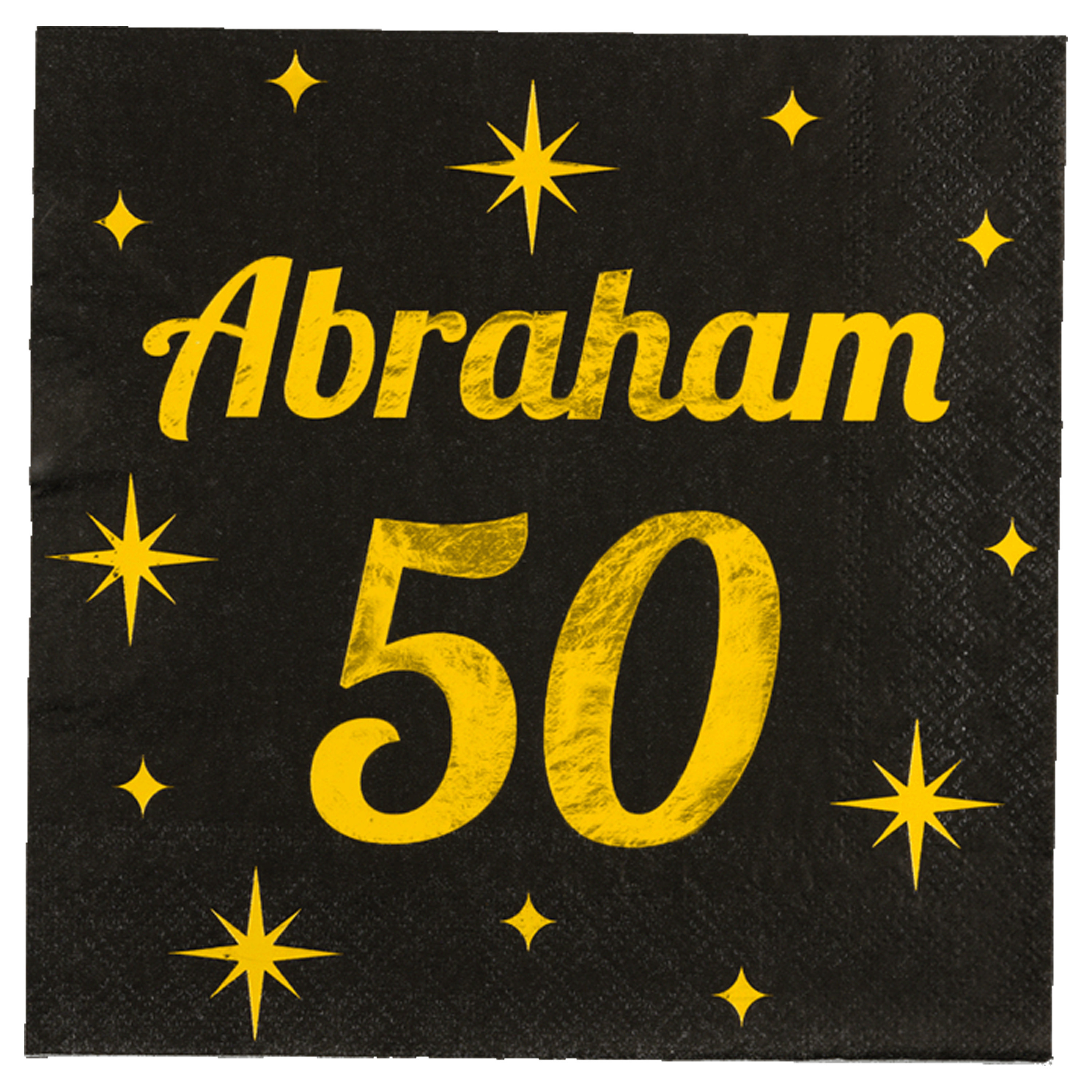 Verjaardag℃of Abraham feest servetten - leeftijd 50 jaar - 16x stuks - zwart/goud - 33 x 33 cm -