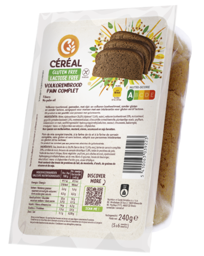 Glutenvrij & lactosevrij volkorenbrood 230gr
