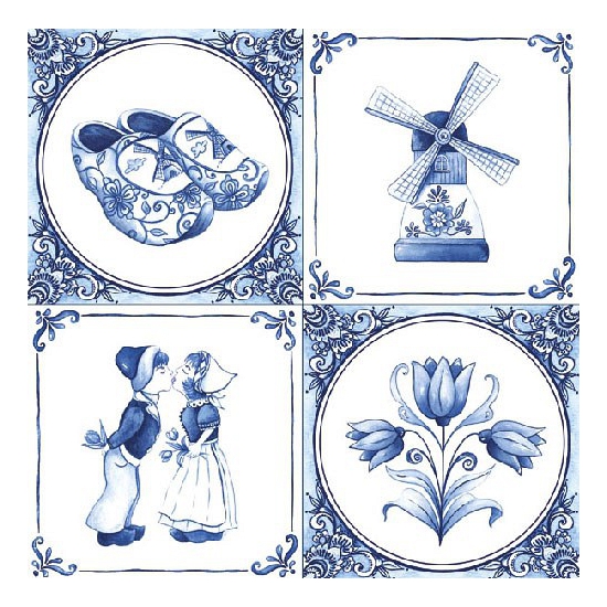 Ambiente Delfts blauw thema servetten - 40x stuks -33 x 33 cm - Holland -