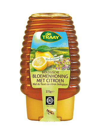 De Traay Bloemenhoning met Citroen Biologisch Knijpfles