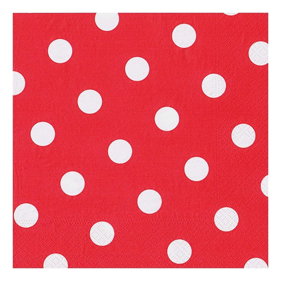 Merkloos Servetten - rood met witte stippen - 40x st - x cm - feestservetten -