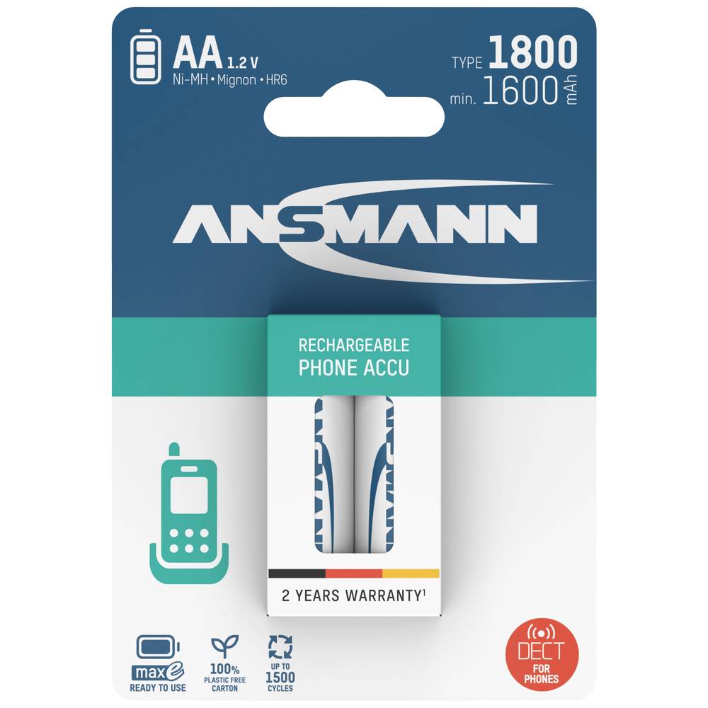 1312-0038 Oplaadbare AA batterij (penlite) NiMH 1600 mAh 1.2 V 2 stuk(s)