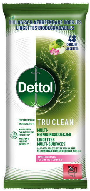 Reinigingsdoekjes tru clean appelbloesem 48 stuks