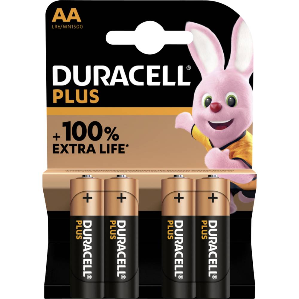 Duracell Plus-AA K4 AA batterij (penlite) Alkaline 1.5 Ah 1.5 V 4 stuk(s)