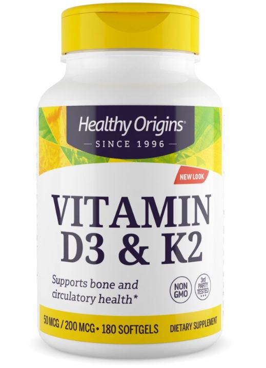 Vitamin D3 & K2, 50mcg/200mcg, 180 Softgels, 