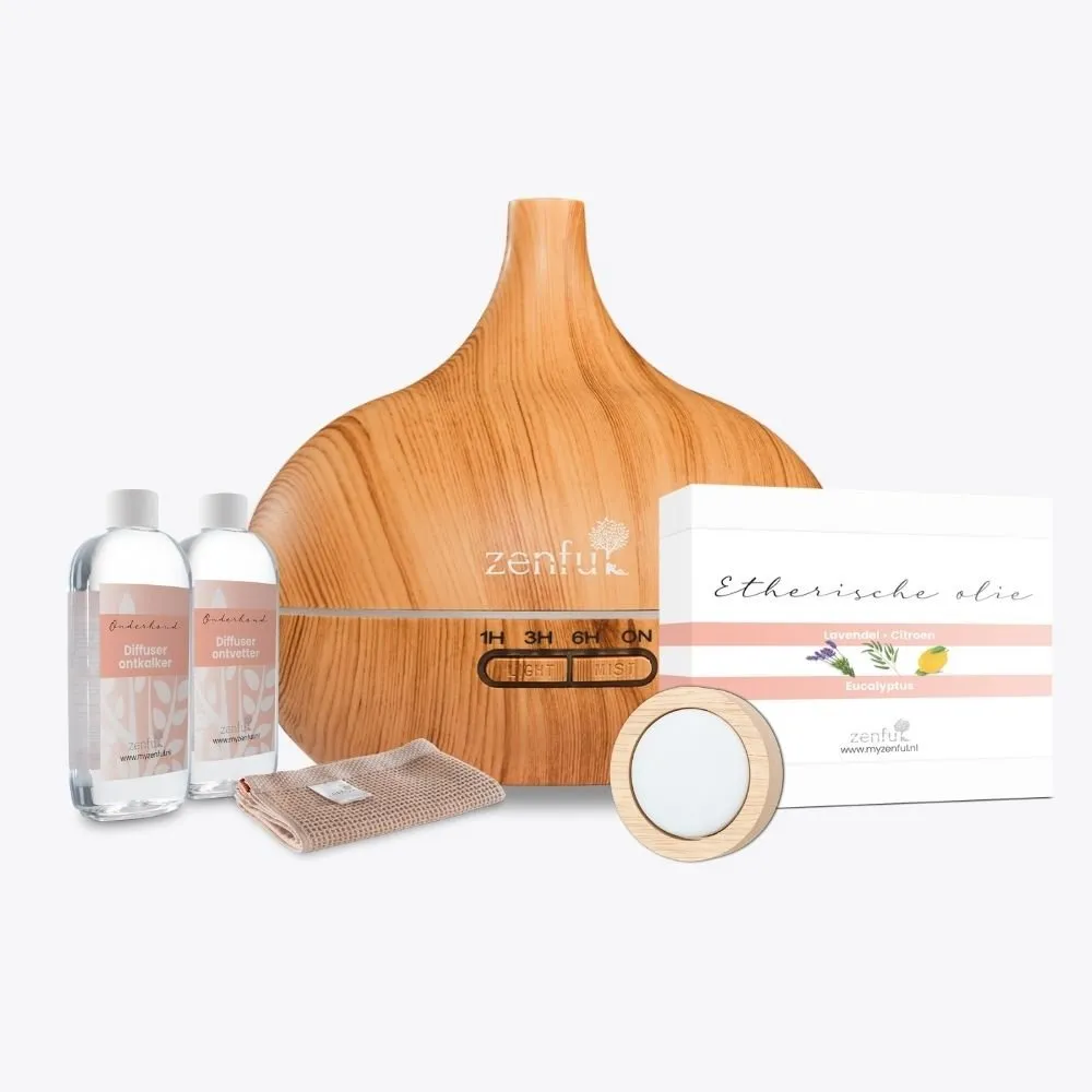Zenful Aromatherapie set compleet voor starters: Dewdrop licht hout