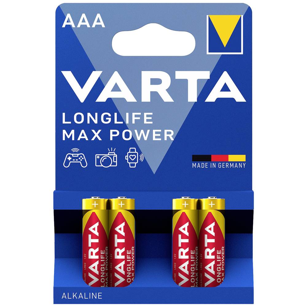 Varta LONGLIFE Max Power AAA Bli 4 AAA batterij (potlood) Alkaline 1270 mAh 1.5 V 4 stuk(s)