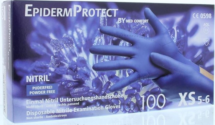 EpidermProtect Nitriel onderzoekhandschoen poedervrij xs blauw 100st