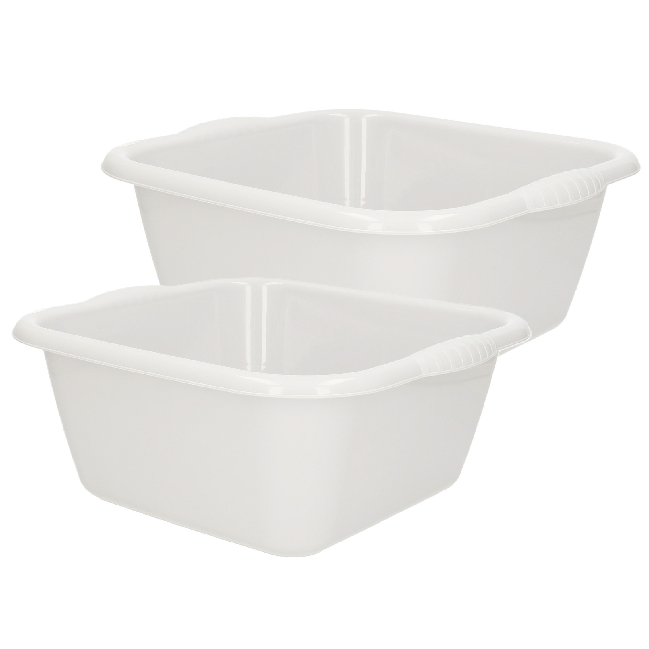 PlasticForte afwasteilen set - afwasbak - kunststof - 10 en 15 liter - Wit - huishoud emmers -
