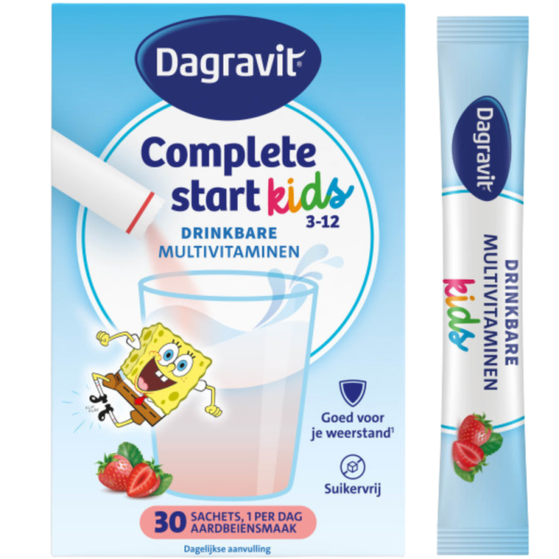 Dagravit Complete start drinkbare multivitaminen kids 3-12 jaar aardbei 30 sachets