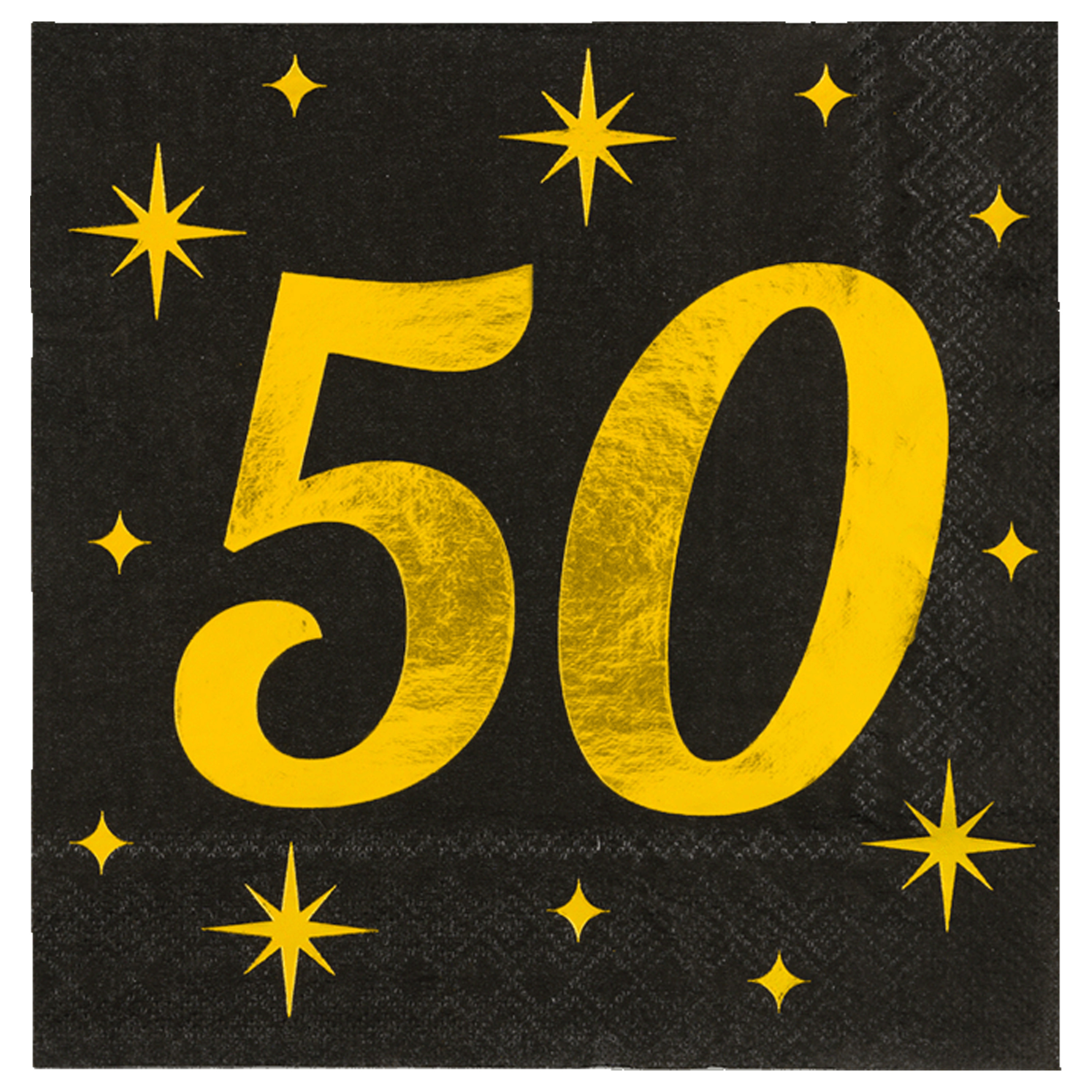 Paperdreams Verjaardag℃of Abraham/Sarah-feest servetten - leeftijd 50 jaar - 16x stuks - zwart/goud - 33 x 33 cm -