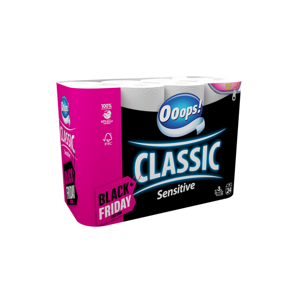 Ooops! 2x  Toiletpapier Classic Sensitive 3-laags Black Friday 24 stuks