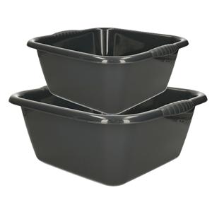 PlasticForte afwasteilen set - afwasbak - kunststof - 6 en 10 liter - Antraciet - huishoud emmers -