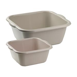Forte Plastics Afwasbak teil - set van 2 formaten - 6 en 15 liter - taupe - kunststof -