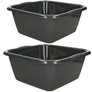 Forte Plastics Afwasbak teil - set van 2 formaten - 10 en 15 liter - antraciet - kunststof -