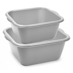 Forte Plastics Afwasbak teil - set van 2 formaten - 10 en 15 liter - grijs - kunststof -