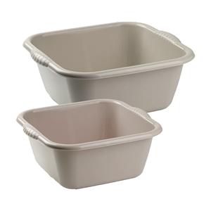 Forte Plastics Afwasbak teil - set van 2 formaten - 10 en 15 liter - taupe - kunststof -
