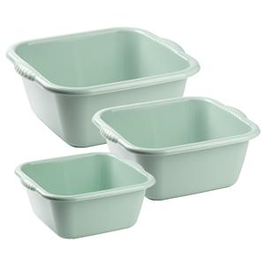 Forte Plastics Afwasbak teil - set van 3 formaten - 6 en 10 en 15 liter - mint groen - kunststof -