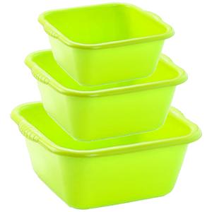 PlasticForte afwas teiltjes set - 3x stuks - kunststof - groen - in 3 formaten - 15 - 20 - 25 Liter -