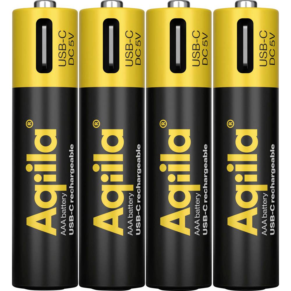 Aqiila Akku Oplaadbare batterij (USB-C) Li-ion 600 mAh 1.5 V 4 stuk(s)