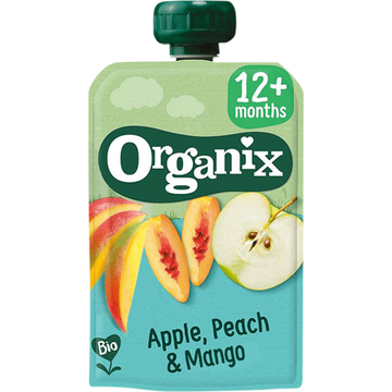 Organix rganix Knijpfruit Appel, Perzik & Mango 12+m bij Jumbo